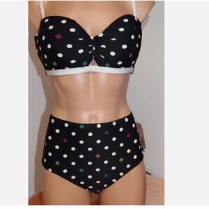 NWT Coco Rave Bra Bikini 2pc set Size S 30/32C cup High Waist Black